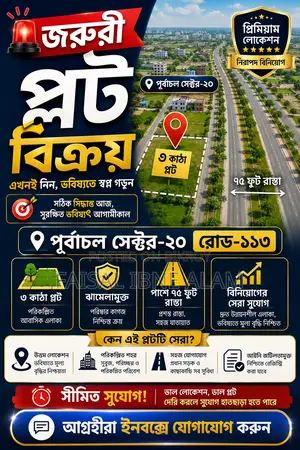 পূর্বাচলে আর্জেন্ট ৩ কাঠা প্লট বিক্রয়