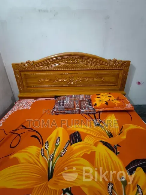আকাশি কাঠের সেমি বক্স খাট ৬/৭