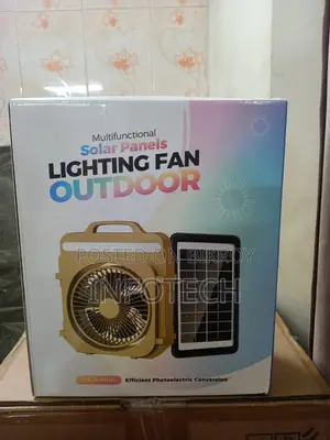 Portable Rechargeable Solar Fan With Light 10 Hours Battery Backup