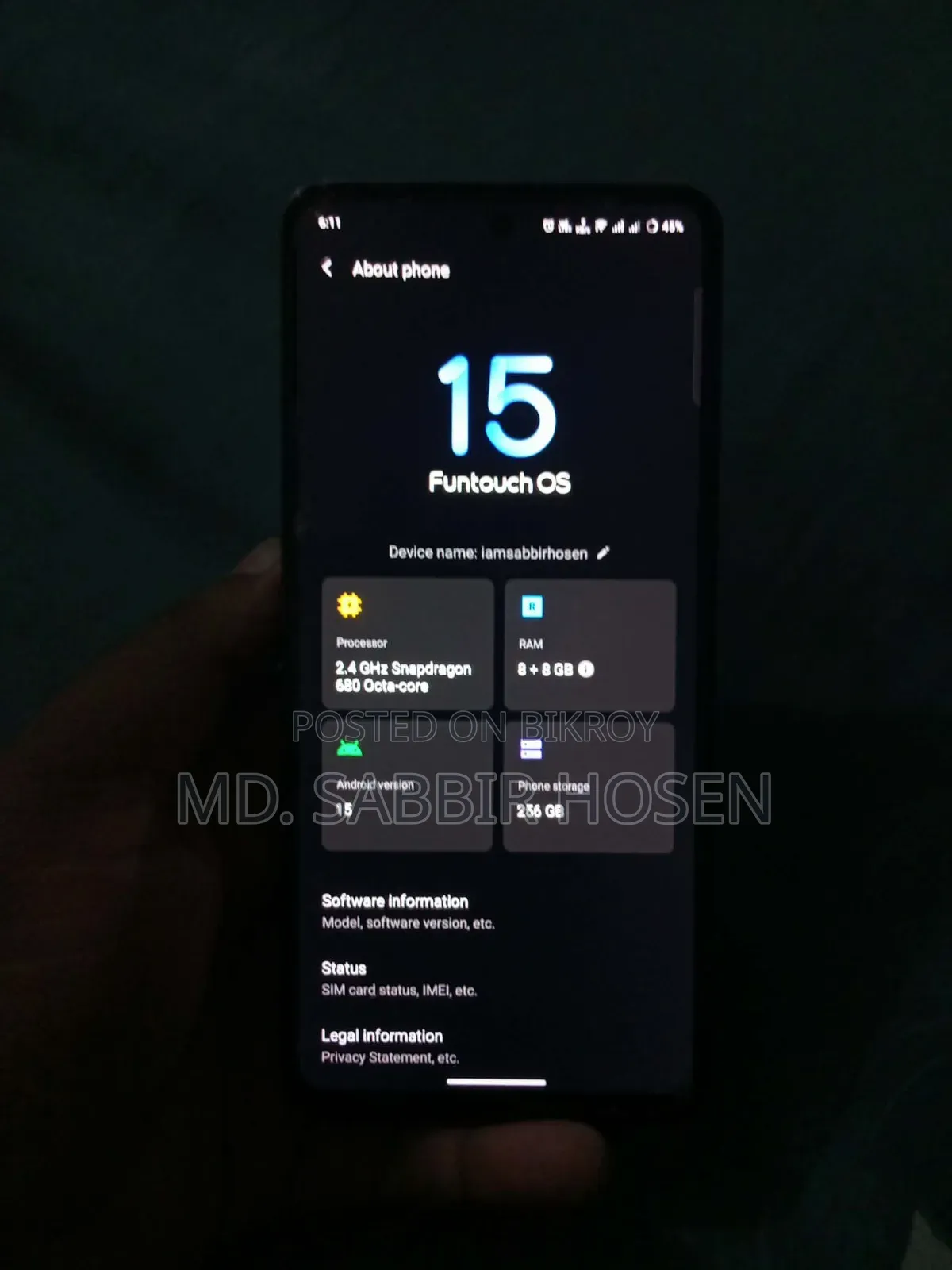 Vivo Y36 256 GB Gray