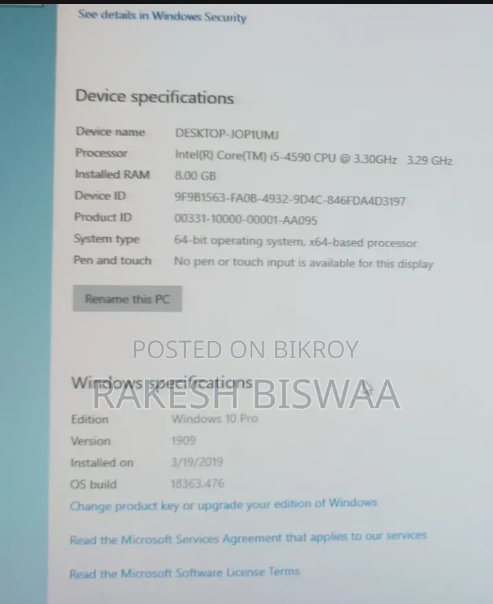 Desktop Computer 8GB Intel Core I5 SSD 128GB