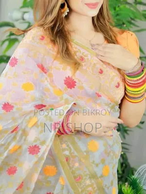 Elegant Half Silk Screen Print Saree