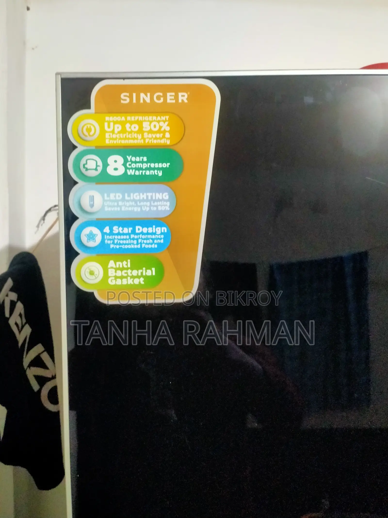 সিঙ্গার এনার্জি- সেভিং ব্ল্যাক গ্লাস ডোর রেফ্রিজারেটর