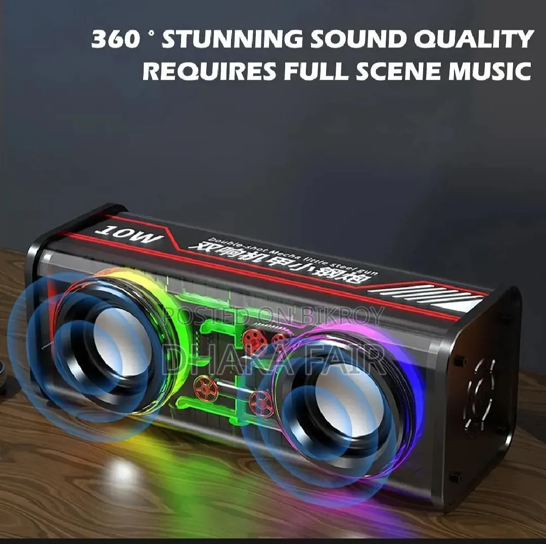 V8 RGB Transparent Dual Base Speaker Bluetooth 5.0 Power 10 Watt