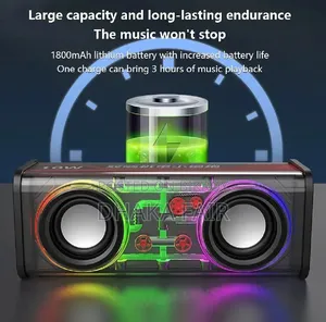 V8 RGB Transparent Dual Base Speaker Bluetooth 5.0 Power 10 Watt
