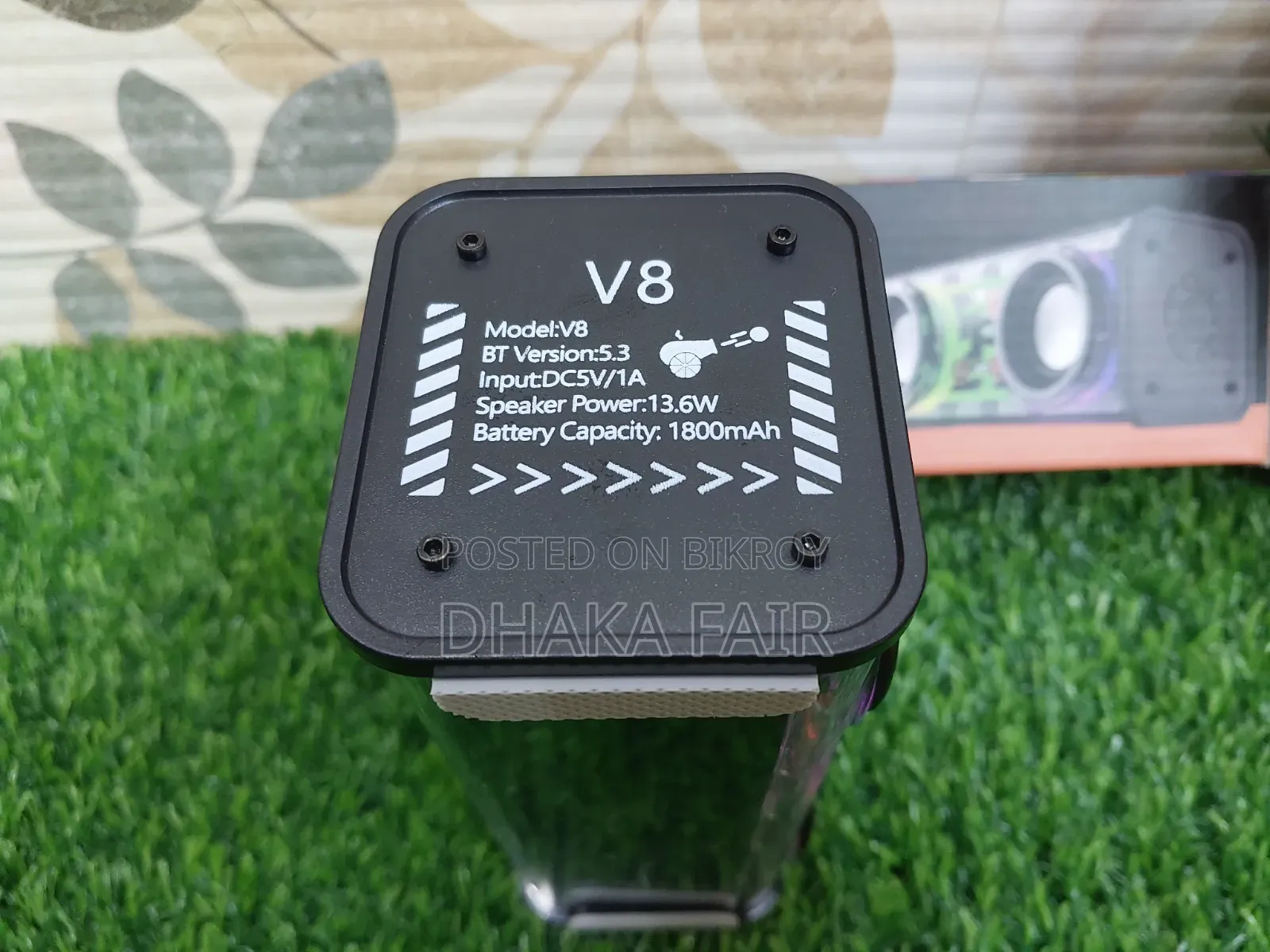 V8 RGB Transparent Dual Base Speaker Bluetooth 5.0 Power 10 Watt