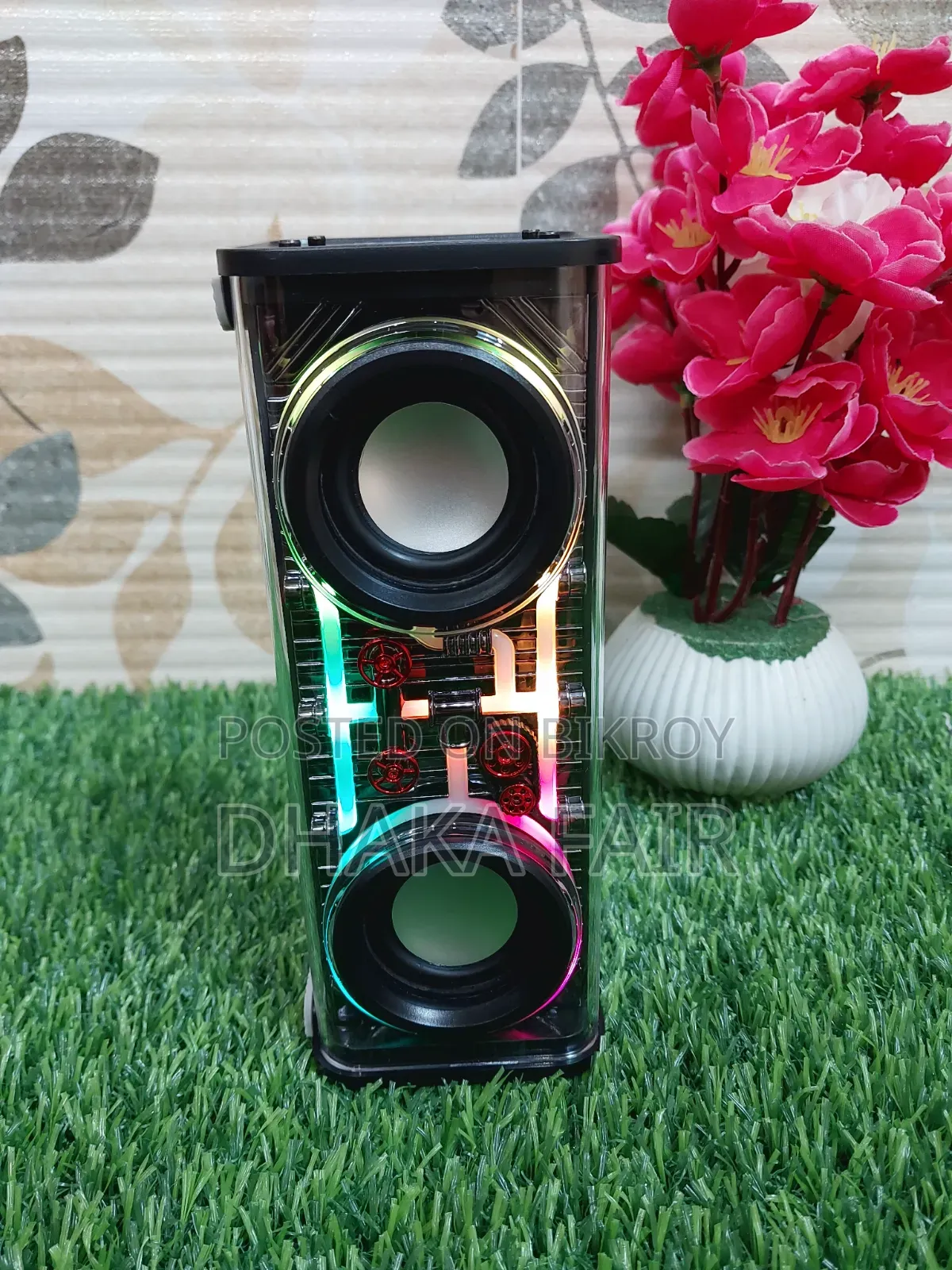 V8 RGB Transparent Dual Base Speaker Bluetooth 5.0 Power 10 Watt