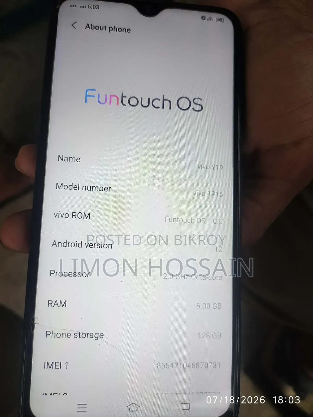Vivo Y19 128 GB Blue