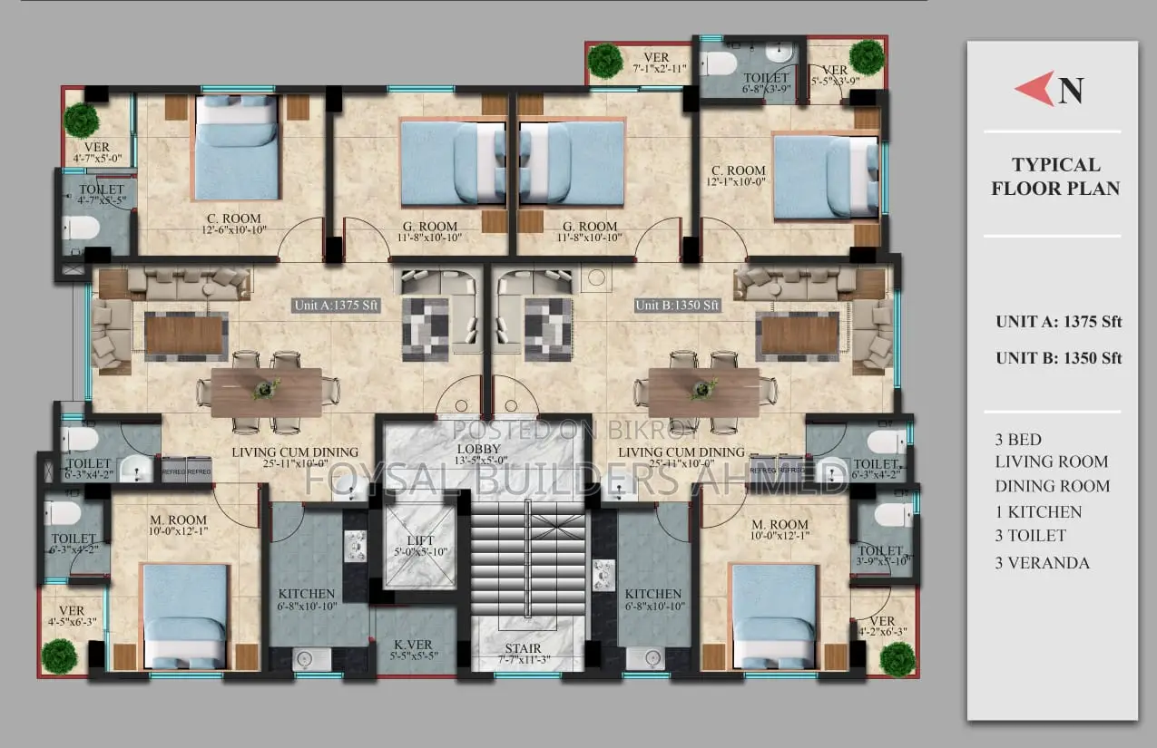 3-Bedroom Apartment in Dhaka, Uttara for Sale