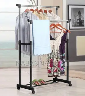 Double Pole Cloth Rack - Stainless Steel