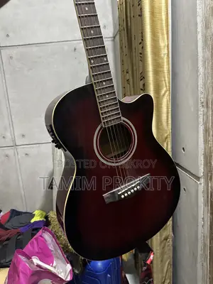 Semi-Acoustic Cutaway Guitar + Built-in Tuner/Eq + Skull Print Strap