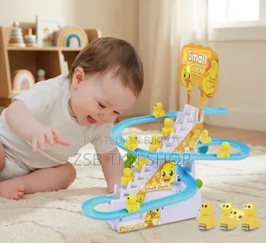 Electric Cartoon Duck Climbing Music Train Duck Toys
