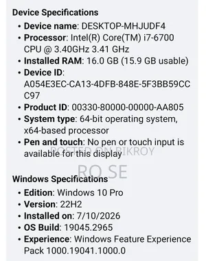 Desktop Computer HP 200 G4 16GB Intel Core I7 HDD+SSD 256GB