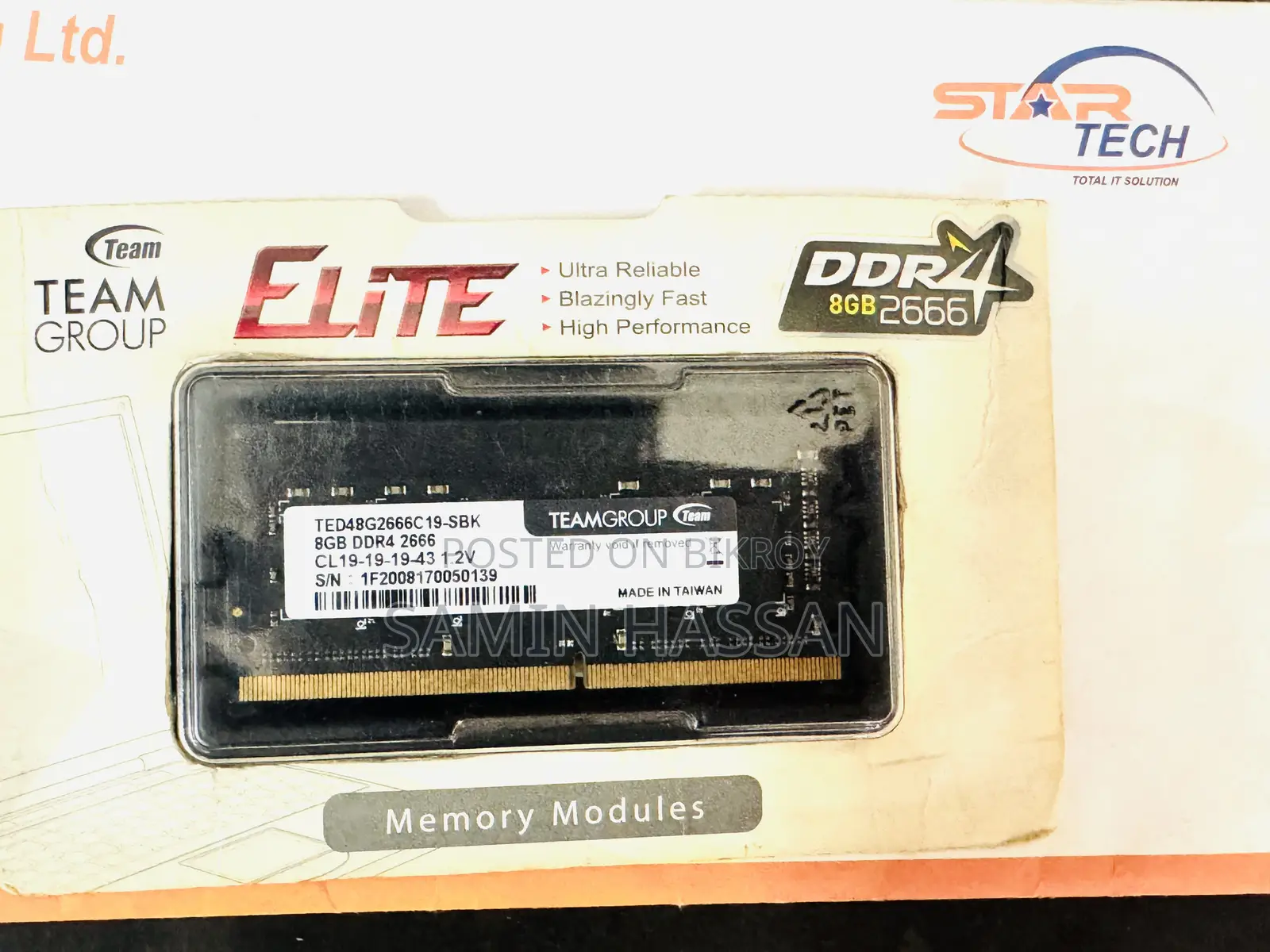 Team Elite 8GB DDR4 2666MHz Laptop Ram