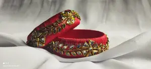 2 PCS Kundan Silk Thread Bangles