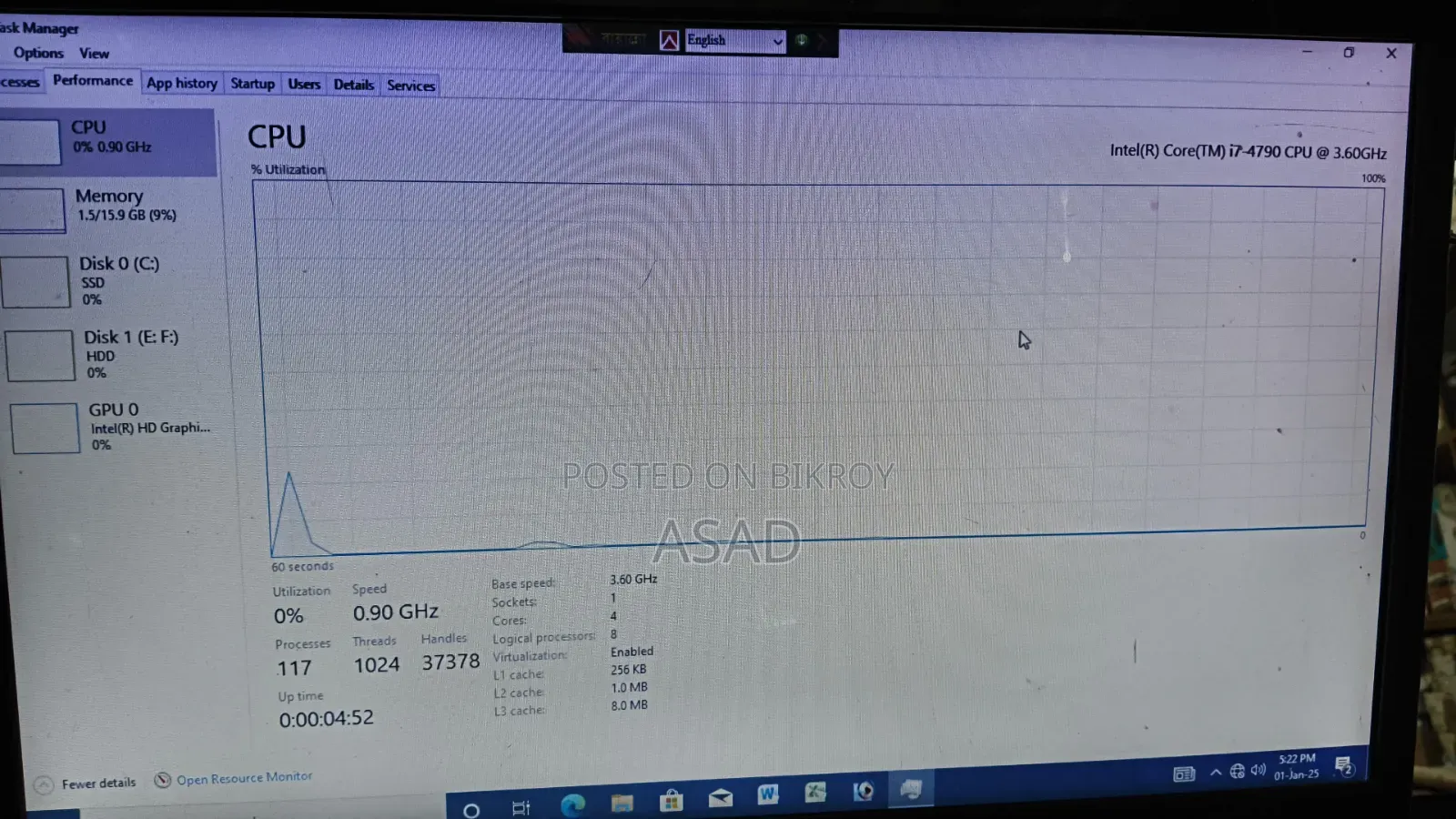 Desktop Computer 8GB Intel SSD 256GB