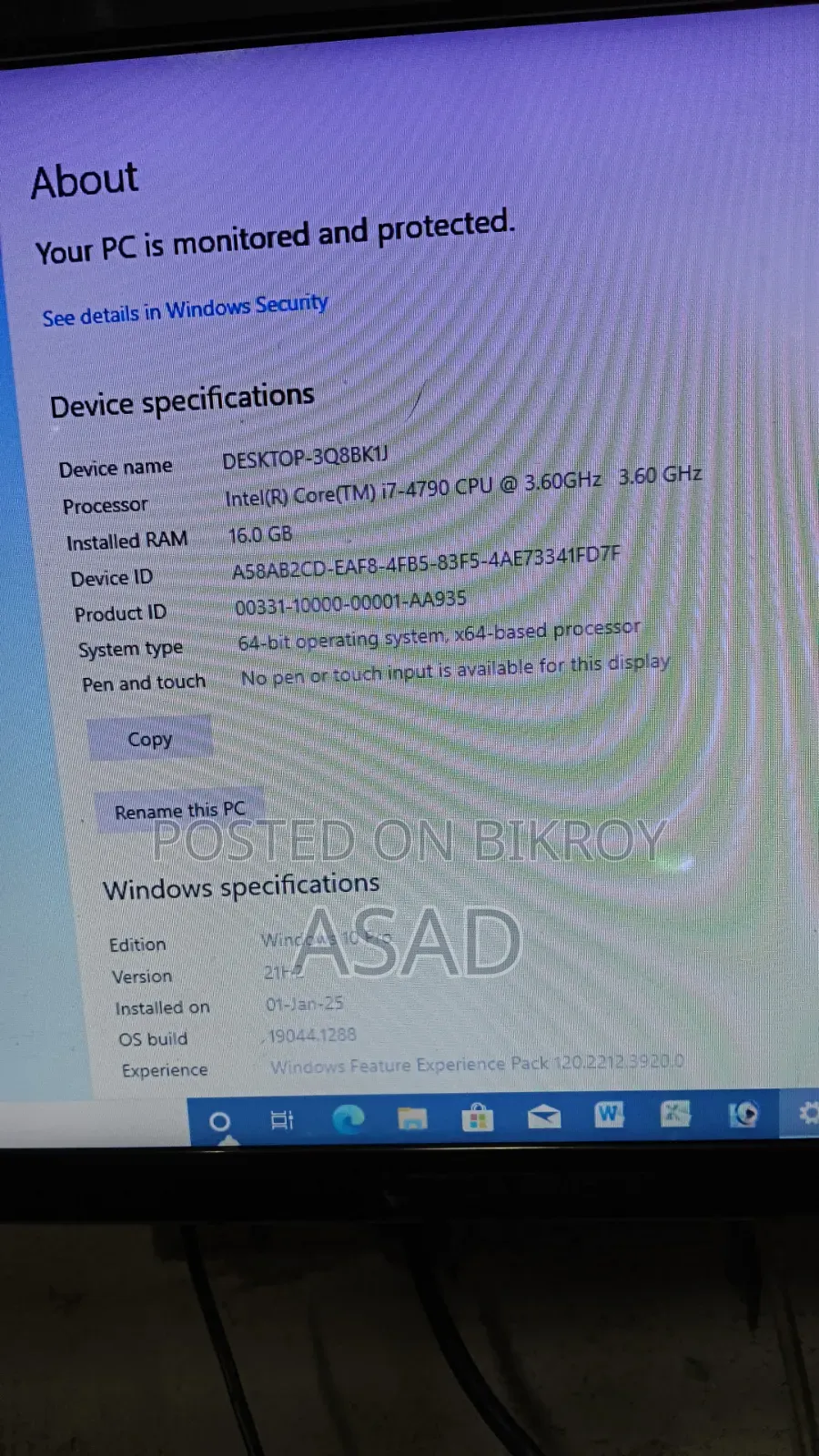 Desktop Computer 8GB Intel SSD 256GB