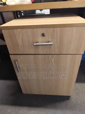 Premium Wooden Texture Office Side Cabinet - Fresh Condition