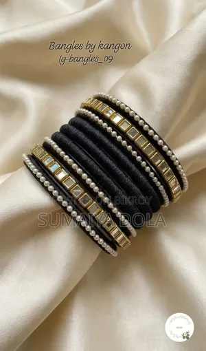 Thread and Kundan Bangles