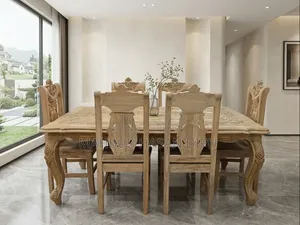 Luxury Royal Curved Wooden Dining Table Set