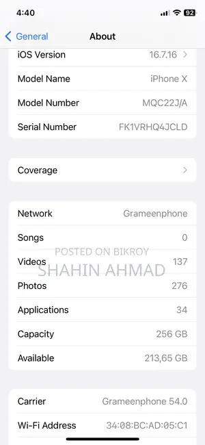 Apple iPhone X 256 GB Gold
