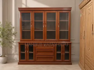 Luxury Mahogany Wood Glass Door Cabinet