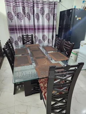 Glass Top Wooden Dining Table