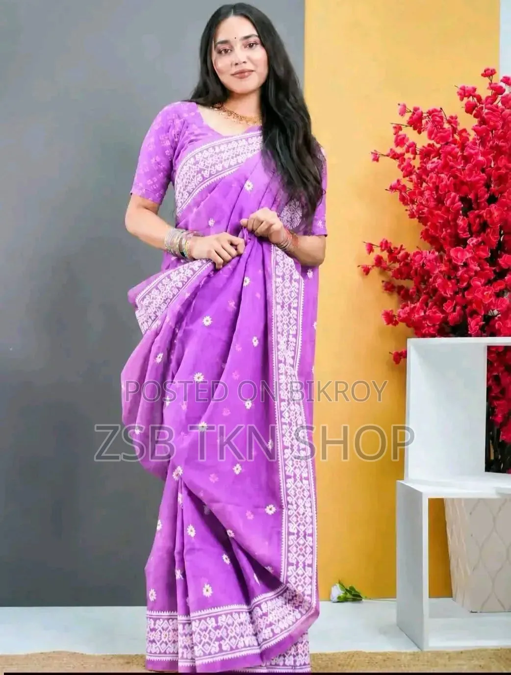 Half Silk Screen Print Saree