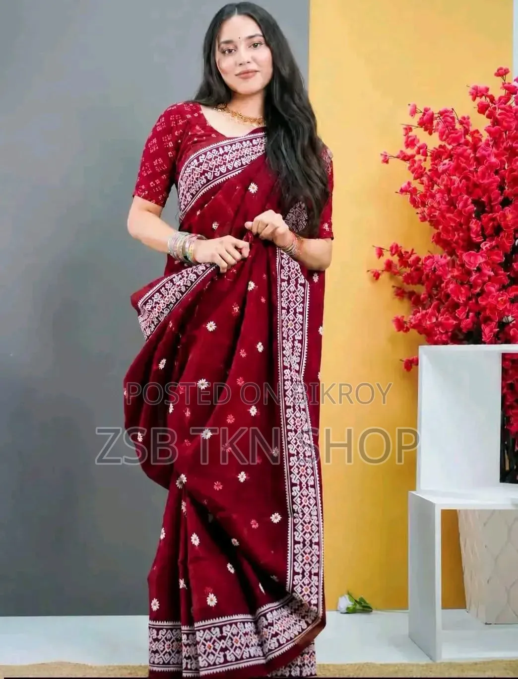 Half Silk Screen Print Saree