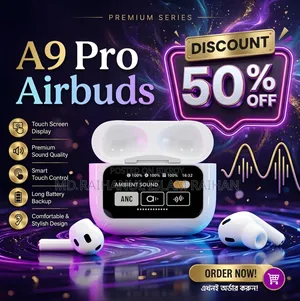 A9 Pro Airbuds Touch Screen Display and ANC, ENC Mode