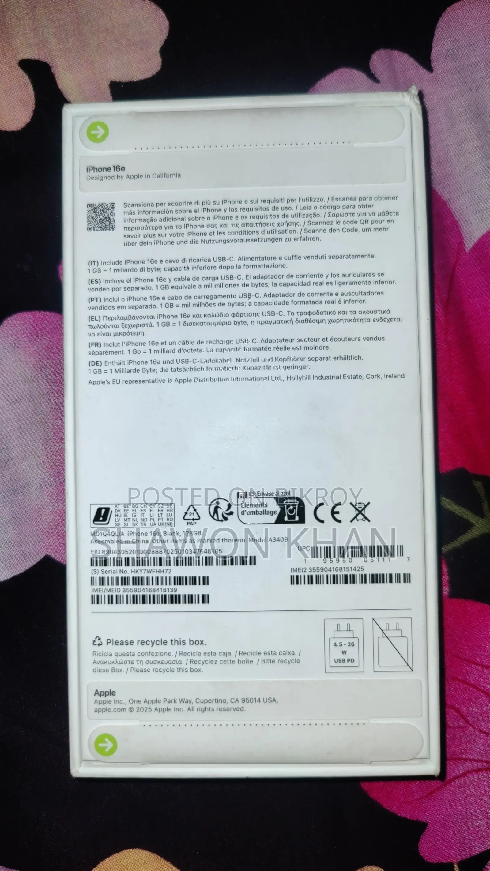 New Apple iPhone 16e 128 GB Black