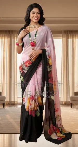 Premium Rainbow Georgette Saree with Blouse Piece