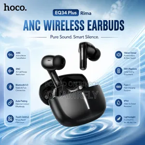 Hoco EQ34 Plus Rima — প্রিমিয়াম এএনসি ওয়্যারলেস ইয়ারবাডস।