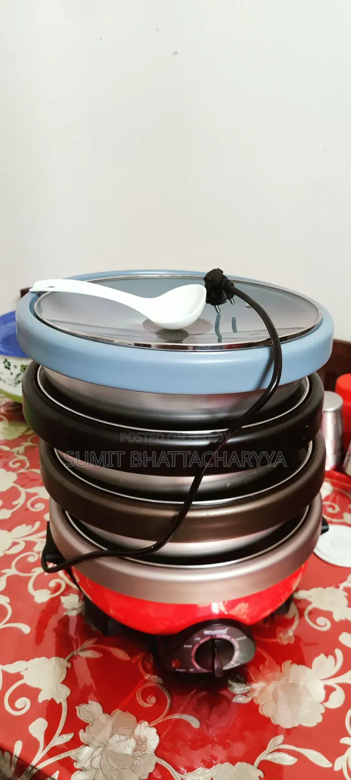 Electric Multi Curry Cooker, 4 Pots 4 Lids