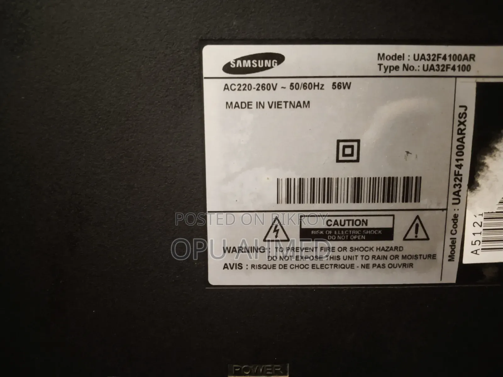 32" SAMSUNG Non Smart TV Broken Panel