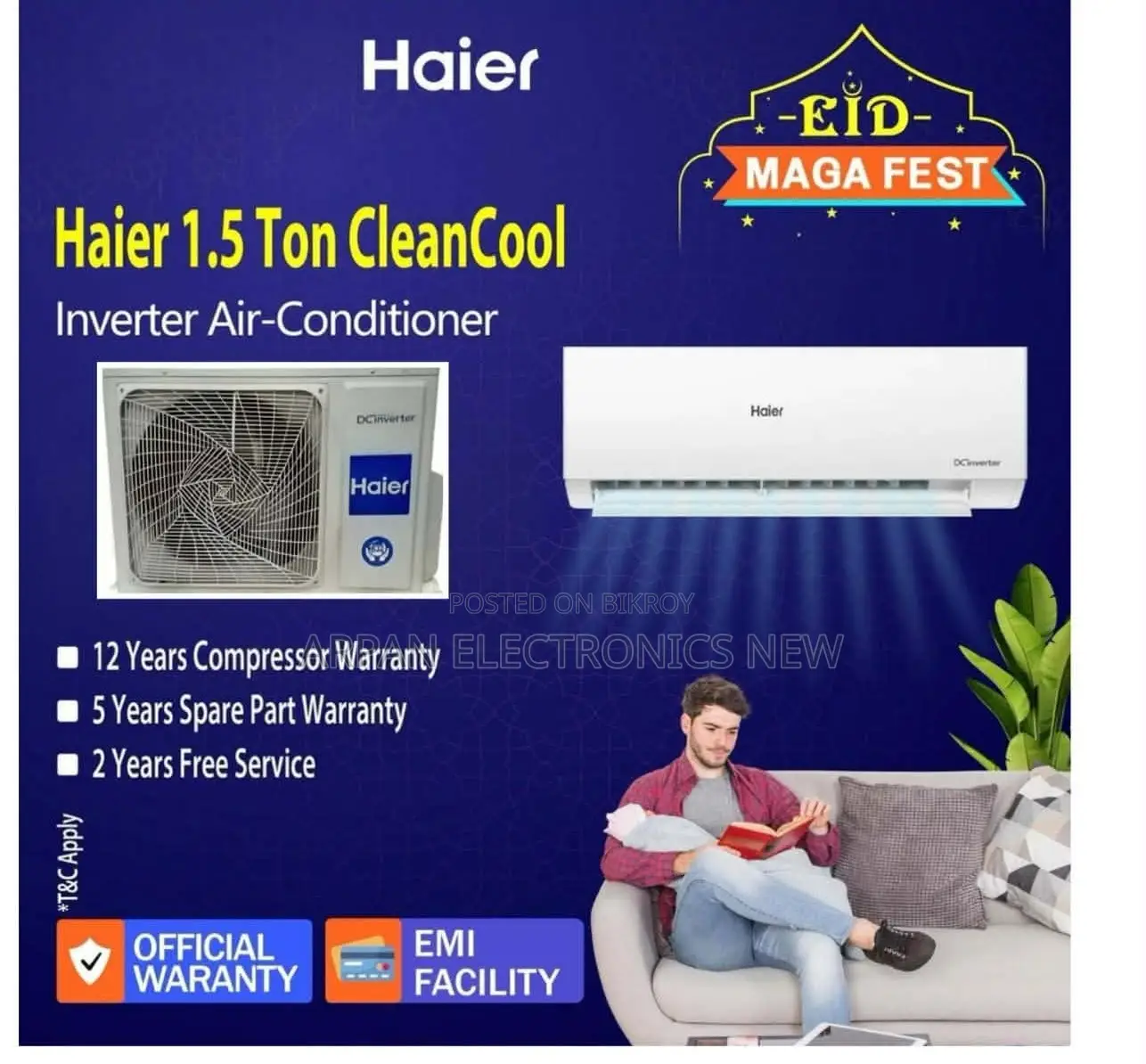 Haier HSU-19CleanCool 1.6 Ton Inverter AC Capacity (BTU)