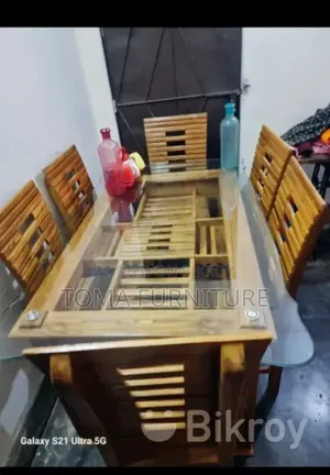 চিটাগং সেগুন কাঠের ডাইনিং টেবিল চেয়ার