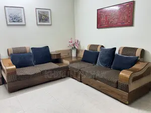 Wooden Sofa Set (3+2 Seater) – With Sofa Cover. Well Maintained