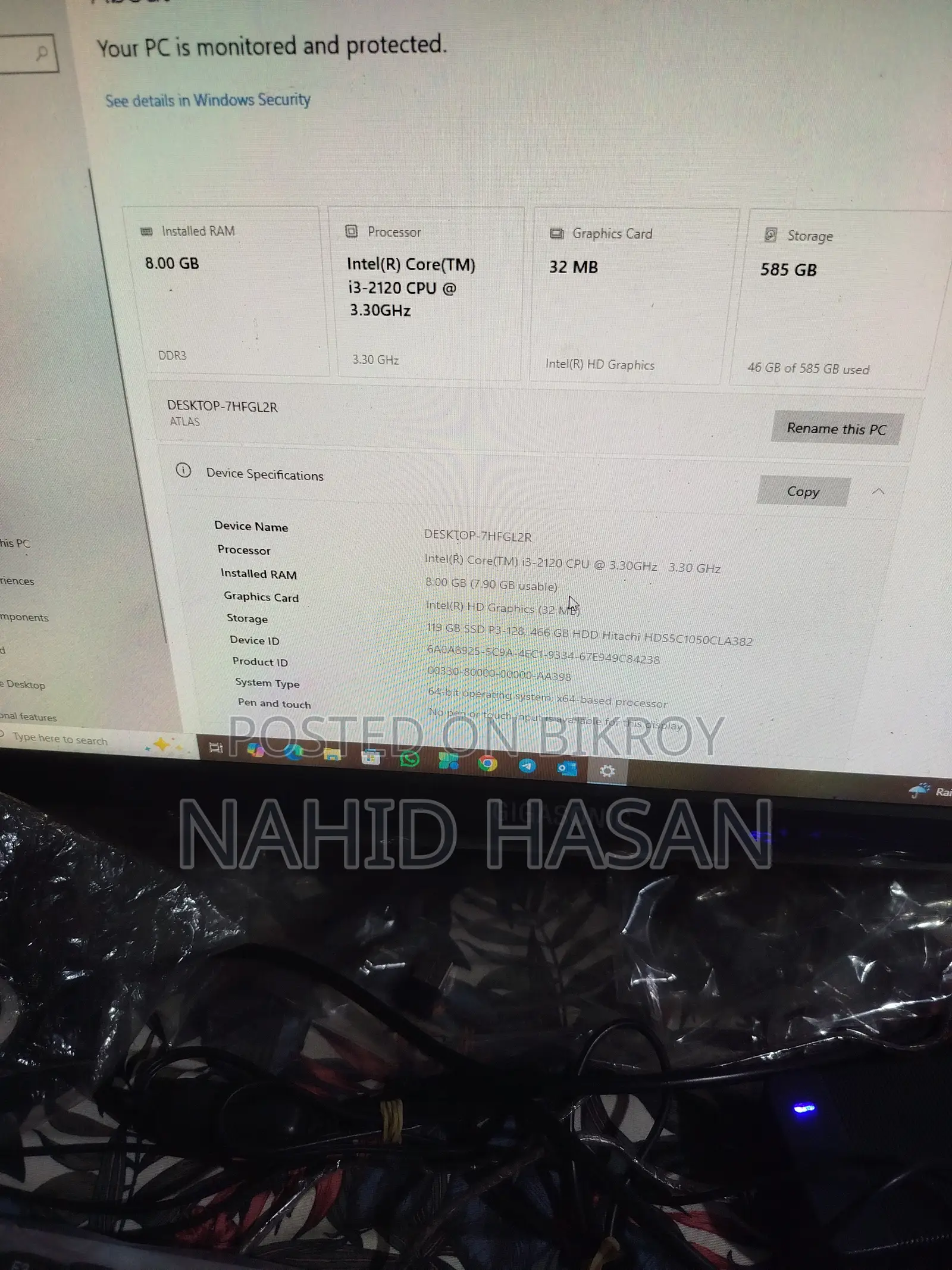 Desktop Computer 8GB Intel Core I3 HDD+SSD 512GB