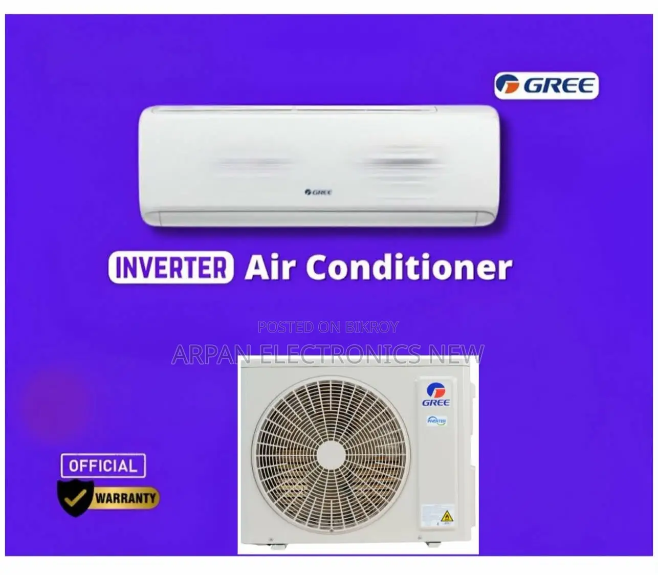 Low Voltage Start-Up 12 Years Warranty Gree Inverter AC 1.5 Ton