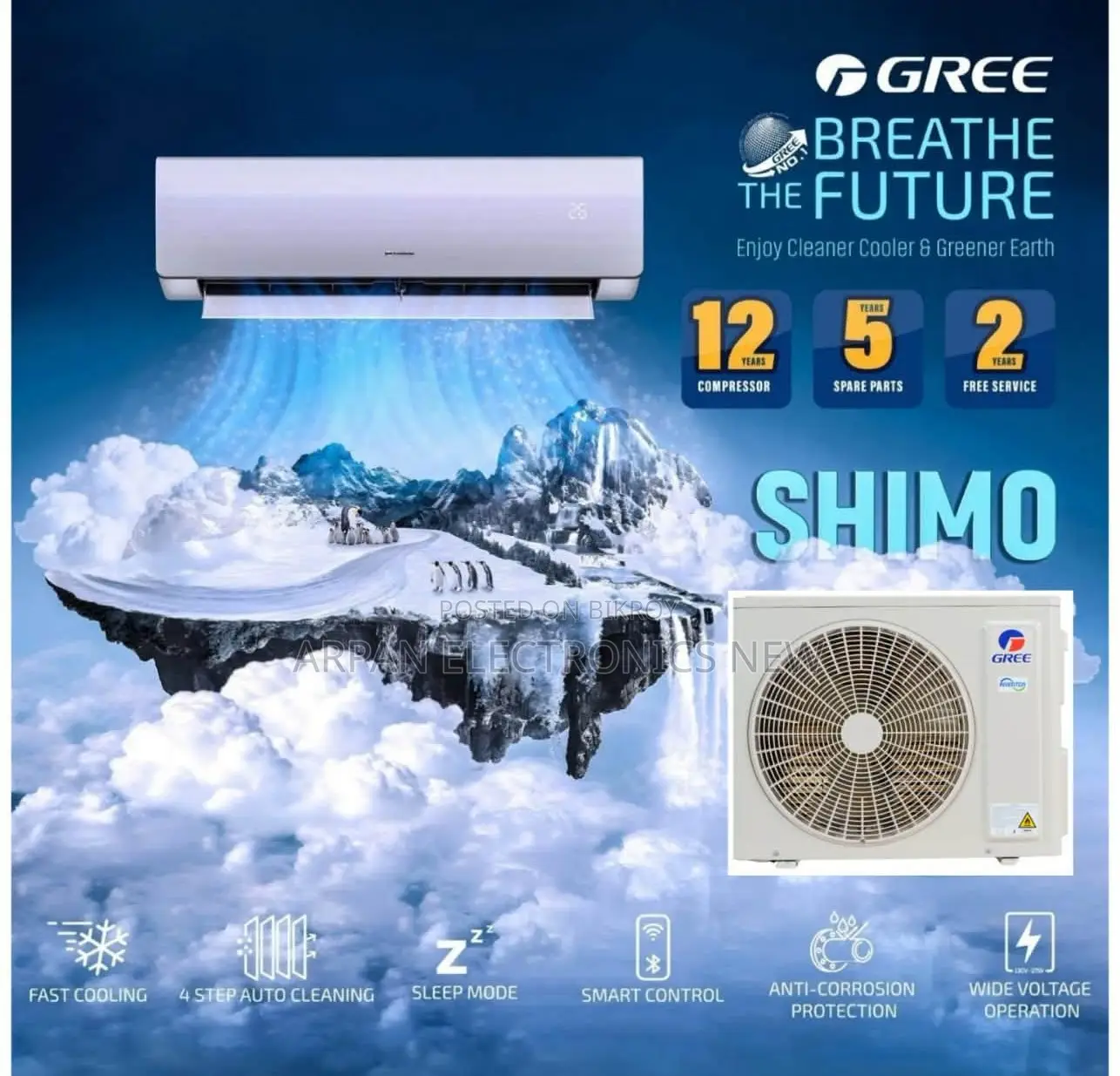 Shimo 1.5 TON Inverter Gree GS-18XSMA4V Split Type Air Conditioner