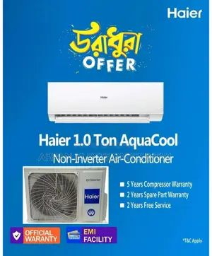 1.0 Ton Non Inverter AC Haier with EMI and 5 Years Warranty