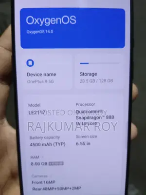 ওয়ানপ্লাস ৯ ১২৮ জিবি গ্রে