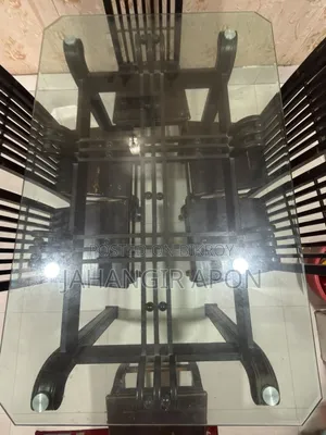 Shegun Wood Dining Table Set With Glass Top – 6 Chairs