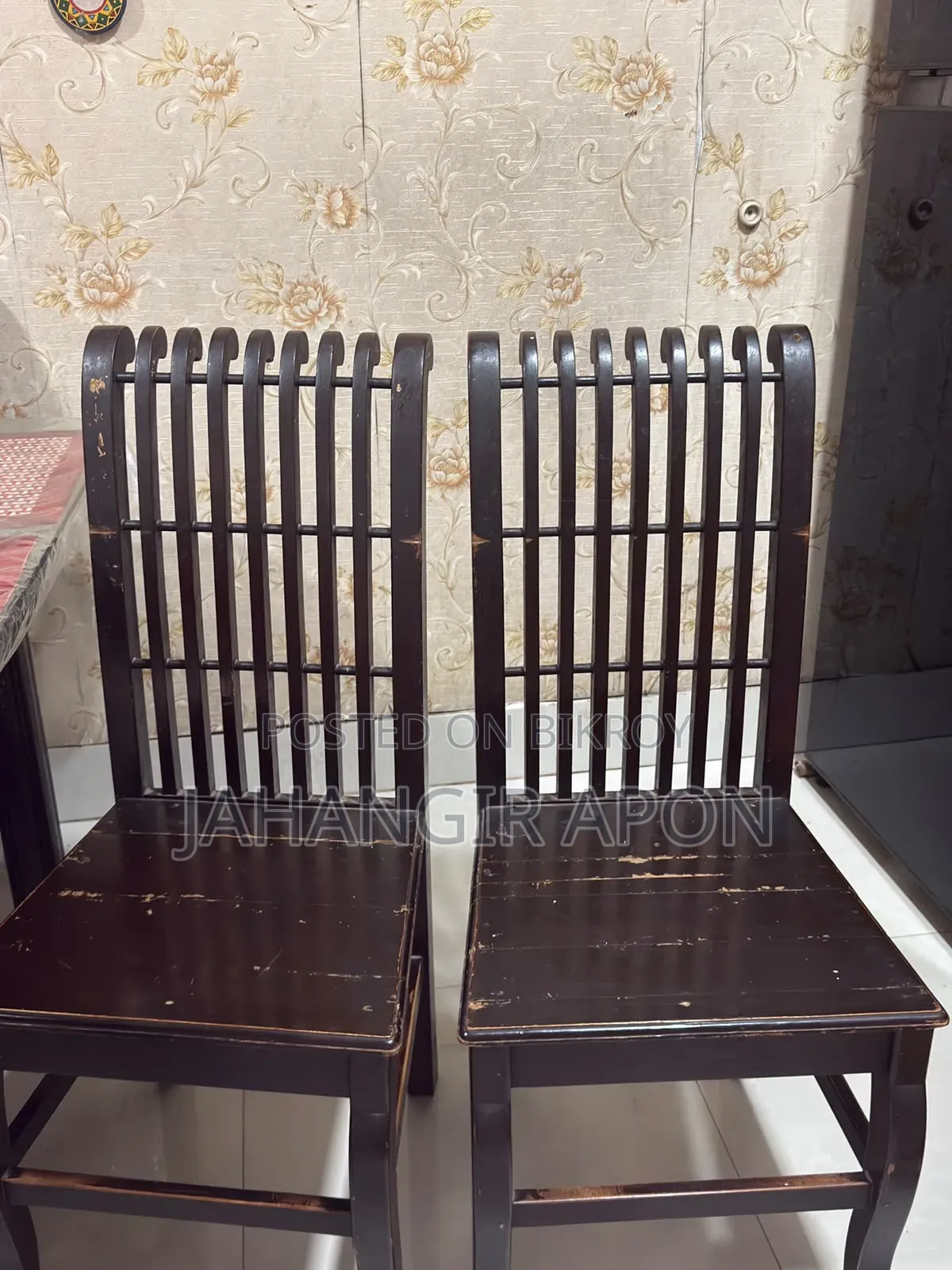 Shegun Wood Dining Table Set With Glass Top – 6 Chairs