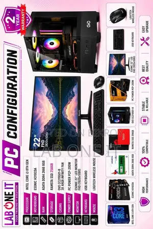 New Desktop Computer 8GB Intel Core I3 SSD 256GB