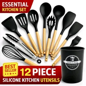 12pcs Wooden Silicone Kitchen Utensil Set