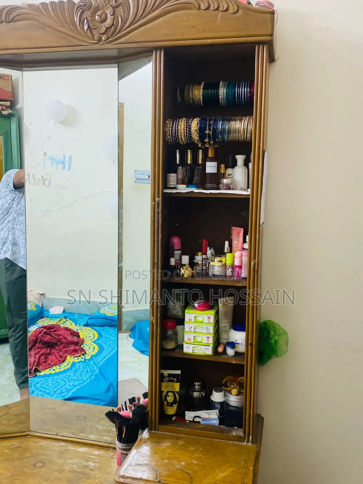 ৬ ফিট × ৩ ফিট সেগুন কাঠের ড্রেসিং টেবিল