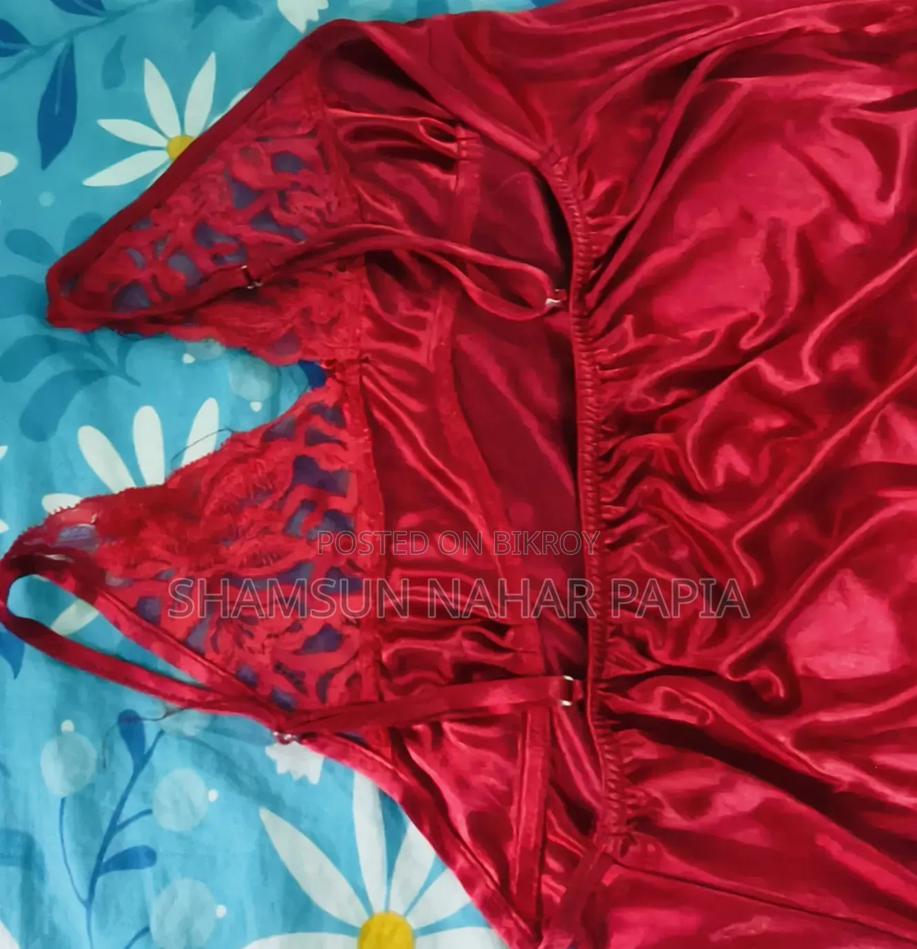Premium Red Satin Nightwear / Nightie Set
