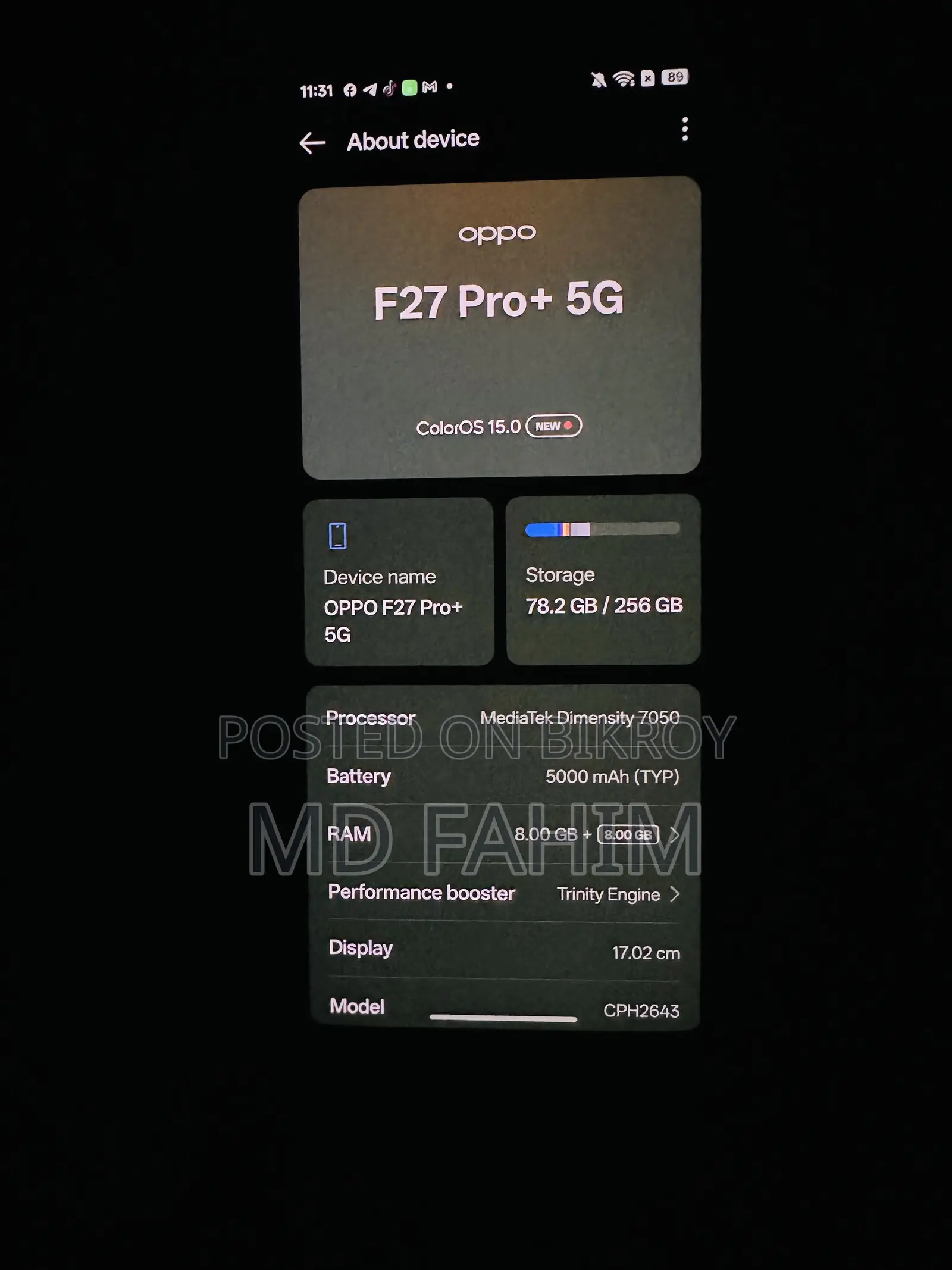 Oppo F27 Pro 5G 256 GB Blue